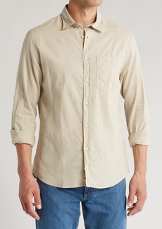 7 For All Mankind Solid Cotton & Linen Button-Up Shirt in Sesame at Nordstrom Rack