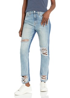 7 For All Mankind Womens Straight Fit Ankle Distressed - 50/50 Denim in Seaward Premium Jeans   US