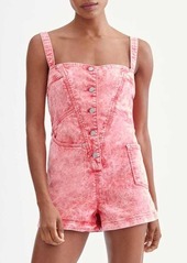 7 For All Mankind Asymmetric Pocket Romper in Acid Red