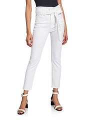7 For All Mankind Belted Paperbag-Waist Skinny Ankle Pants