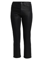 7 For All Mankind Black Coated High-Rise Slim Kick Jeans