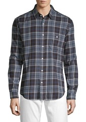 7 For All Mankind Brushed Plaid Cotton Button-Down Shirt