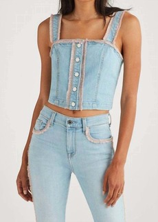 7 For All Mankind Bustier Top In Pale Blue Wash