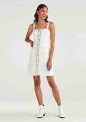 7 For All Mankind Button Front Dress with Rainbow Fringe in Runway White Fashion