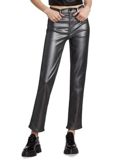 7 For All Mankind Coated High-Waisted Straight-Leg Jeans