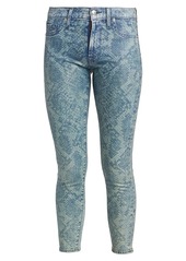 7 For All Mankind Coated Laser Indigo Snake Mid-Rise Ankle Skinny Jeans