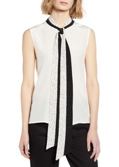 7 For All Mankind Contrast Neck Tie Sleeveless Top