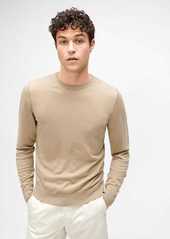 7 For All Mankind Crewneck Sweater with Contrast Linking in Tan