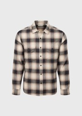 7 For All Mankind Double Pocket Shirt in Black Rust Plaid