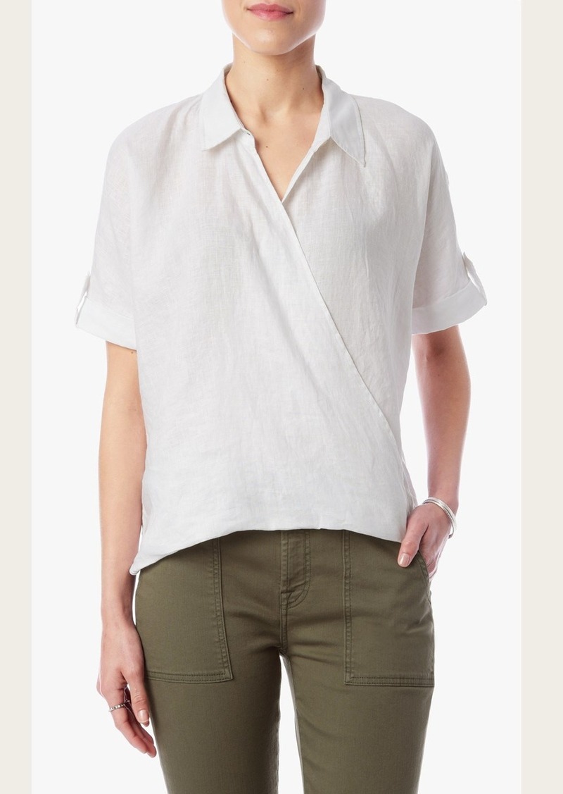 7 For All Mankind Draped Crossfront Top in Blanc de Blanc
