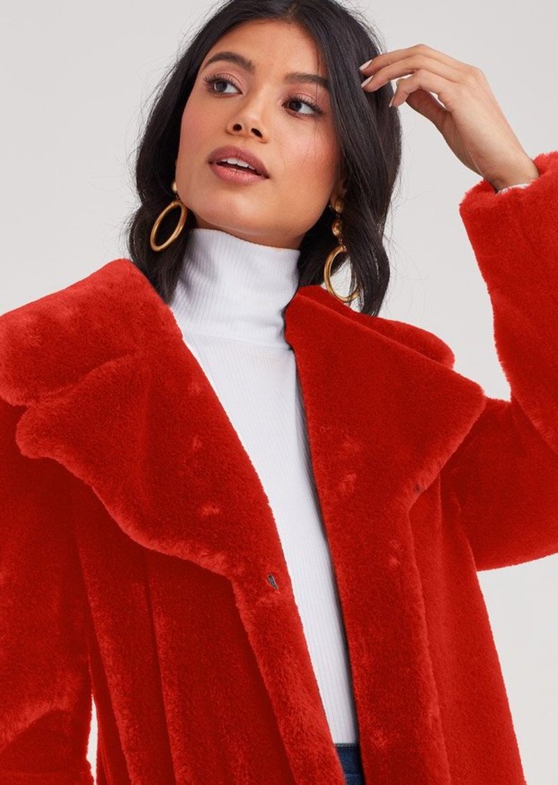 7 for all mankind red faux fur coat