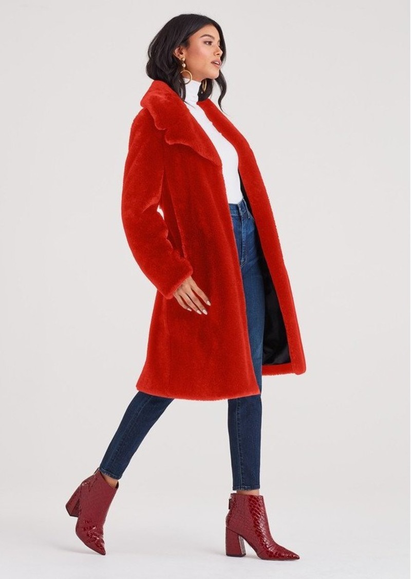 7 for all mankind red faux fur coat