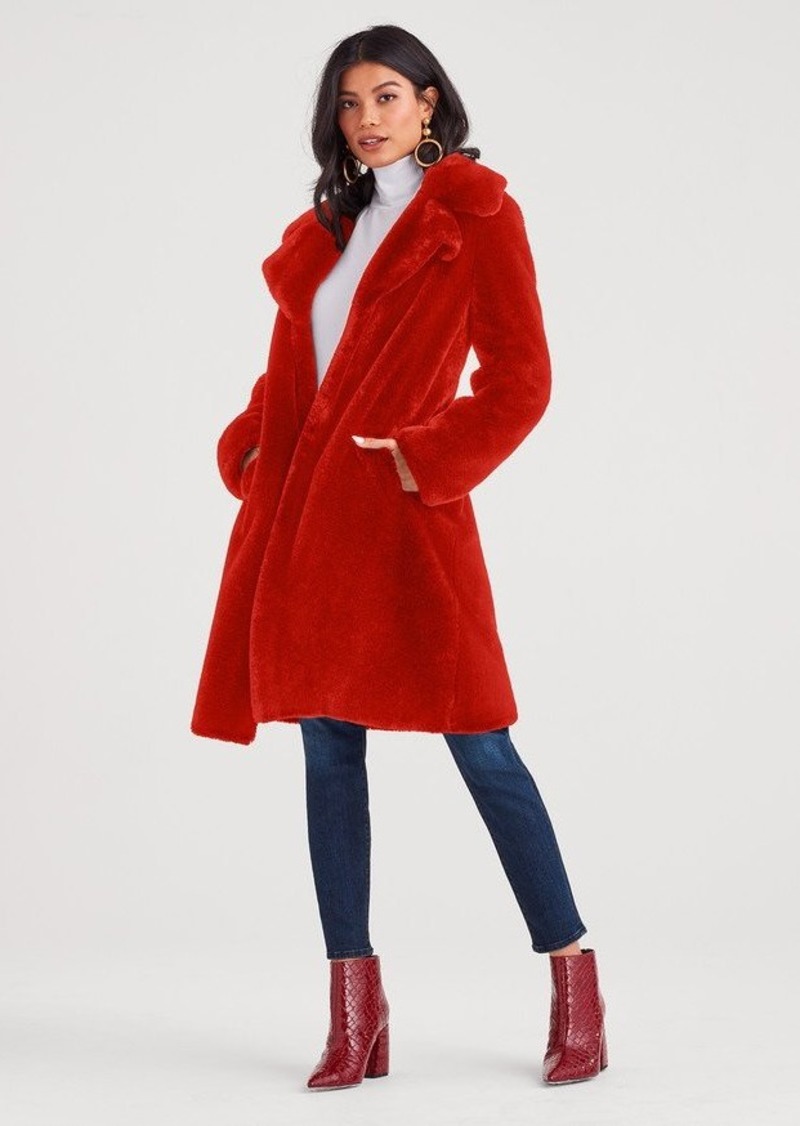 7 for all mankind red faux fur coat