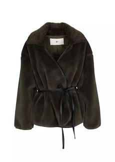 7 For All Mankind Faux Fur Short Wrap Coat