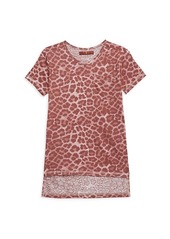 7 For All Mankind Girl's Leopard-Print High-Low Cotton-Blend Top