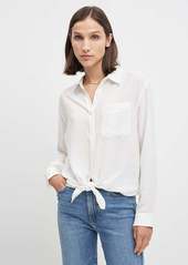 7 For All Mankind High Low Button Up Shirt in Soft White