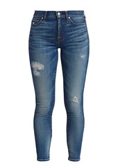 7 For All Mankind High-Rise Destroyed Ankle Skinny Jeans