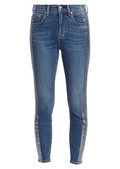 7 For All Mankind High-Rise Foil Racing Stripe Ankle Skinny Jeans