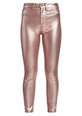 7 For All Mankind High-Rise Metallic Skinny Jeans