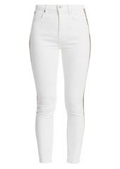 7 For All Mankind High-Rise Metallic Stripe Skinny Jeans