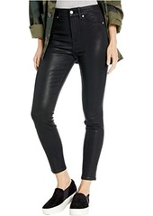 7 For All Mankind High-Waist Ankle Skinny Faux Pocket in Black Coated
