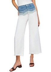 7 For All Mankind High-Waist Cropped Flare Chevron in Coldwater Patchwork