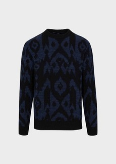 7 For All Mankind Jacquard Pullover In Navy Ikat