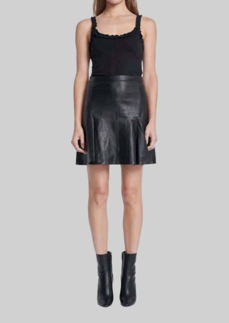 7 For All Mankind Leather Mini Skirt In Black