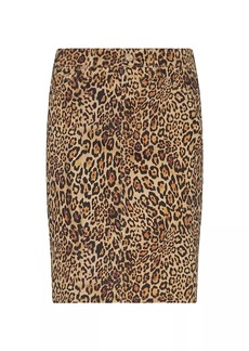 7 For All Mankind Leopard Cotton-Blend Pencil Midi-Skirt