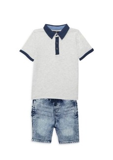 7 For All Mankind Little Boy's 2-Piece Shirt & Denim Shorts Set