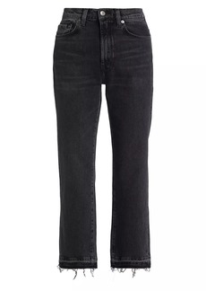 7 For All Mankind Logan High-Rise Stretch Straight-Leg Cropped Released-Hem Jeans