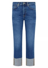 7 For All Mankind Logan Stovepipe High-Rise Cuffed Straight-Leg Jeans