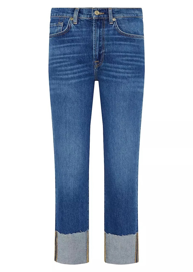 7 For All Mankind Logan Stovepipe High-Rise Cuffed Straight-Leg Jeans