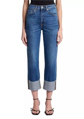 7 For All Mankind Logan Stovepipe High-Rise Cuffed Straight-Leg Jeans