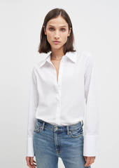 7 For All Mankind Long Cuff Collared Shirt In Optic White
