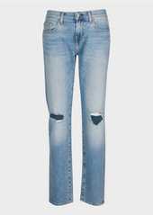 7 For All Mankind Low Straight with Distressing in Rose Avenue