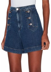 7 For All Mankind Marina High-Rise Buttoned Denim Shorts