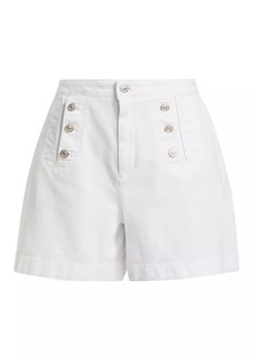 7 For All Mankind Marina High-Rise Buttoned Denim Shorts