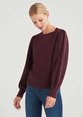7 For All Mankind Merino Wool and Cashmere Fringe Sleeve Pullover in Bordeaux Wine