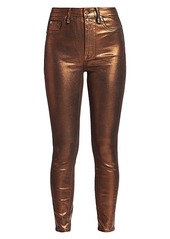 7 For All Mankind Metallic High-Rise Ankle Skinny Jeans