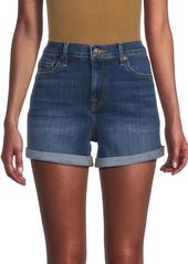 7 For All Mankind Mid Rise Rolled Cuff Denim Shorts