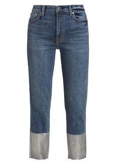7 For All Mankind Mid-Rise Straight-Leg Coated-Cuff Jeans