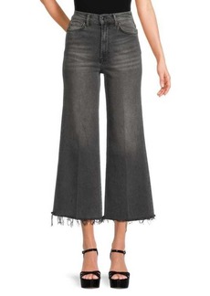 7 For All Mankind Mid Rise Wide Leg Cropped Jeans