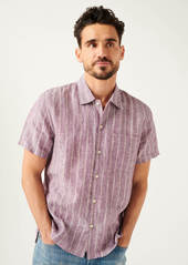 7 For All Mankind One Pocket Camp Collar Shirt In Mauve Stripe