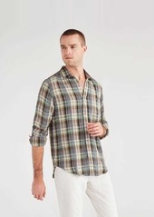 7 For All Mankind Oxford Pocket Long Sleeve Shirt in Green Plaid