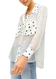 7 For All Mankind Patch Pocket Blouse In Black And White