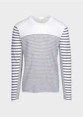 7 For All Mankind Pieced Breton Sweater in White/Black Stripe