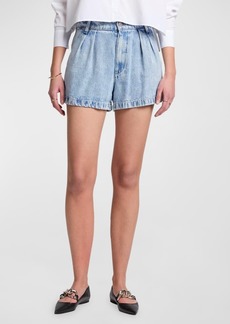 7 For All Mankind Pleated Denim Shorts