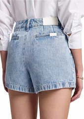 7 For All Mankind Pleated Denim Shorts
