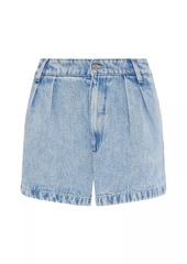 7 For All Mankind Pleated Denim Shorts